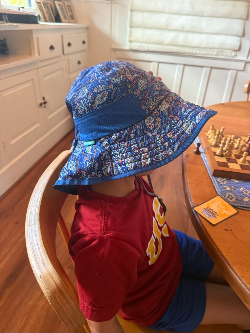 Sunday Blue Patterned Kids Sun Hat